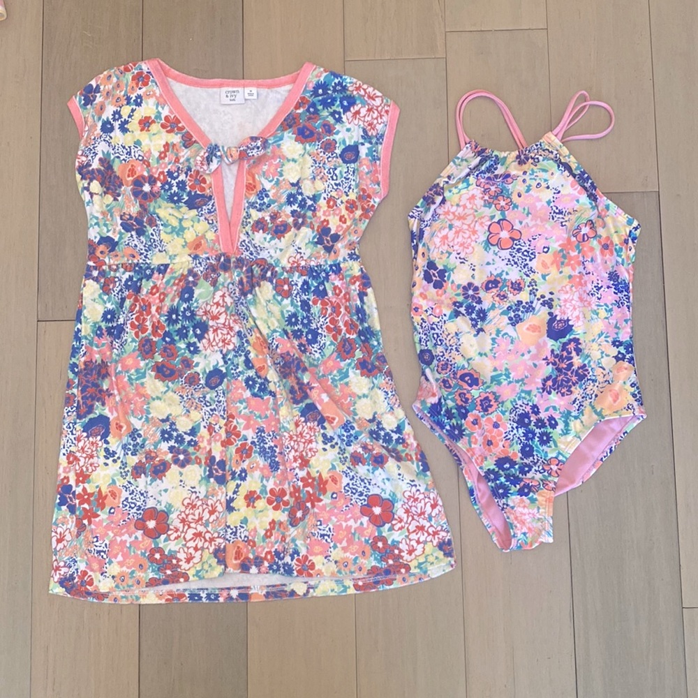 Crown & Ivy Matching swimsuit and cover up bundle sz 10 like new!
